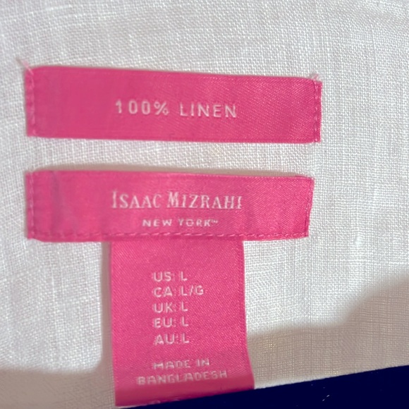 💙Isaac Mizrahi New York L 100% linen.Mother of Pearl buttons,roll tab sleeves. - Picture 3 of 6